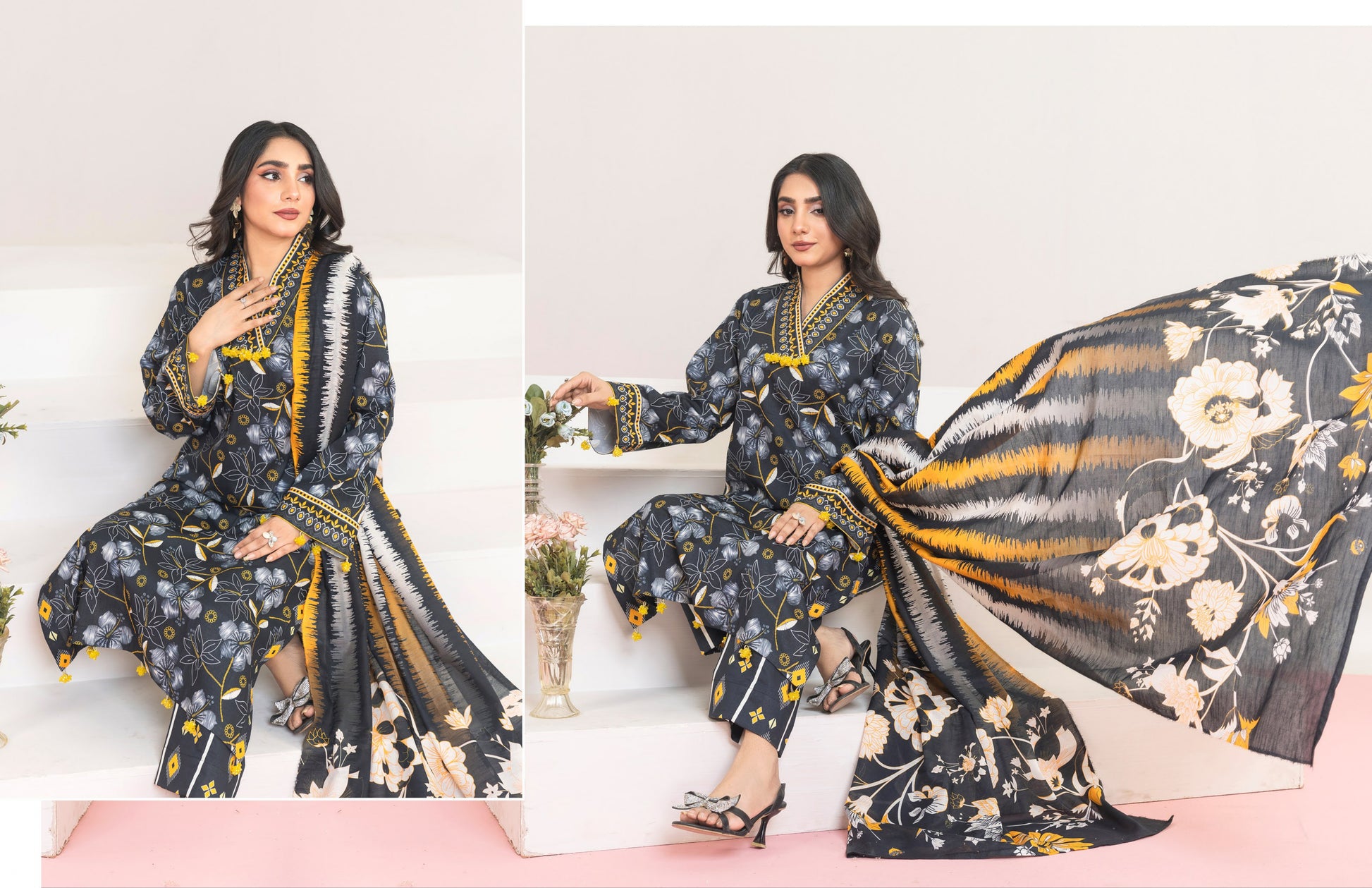 3PC PRINTED LAWN BLACK SUIT