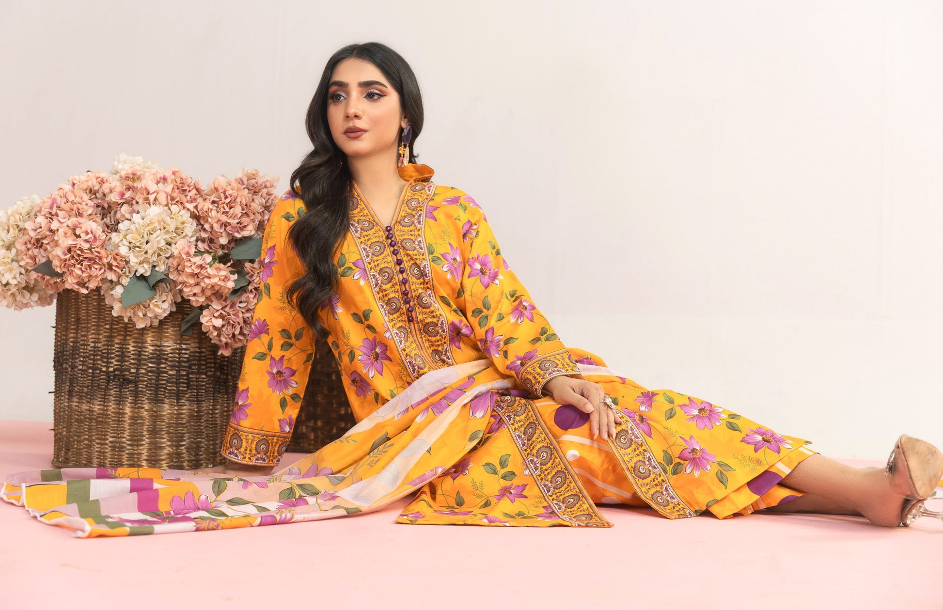 3pc Printed Lawn Suit With Printed Trouser