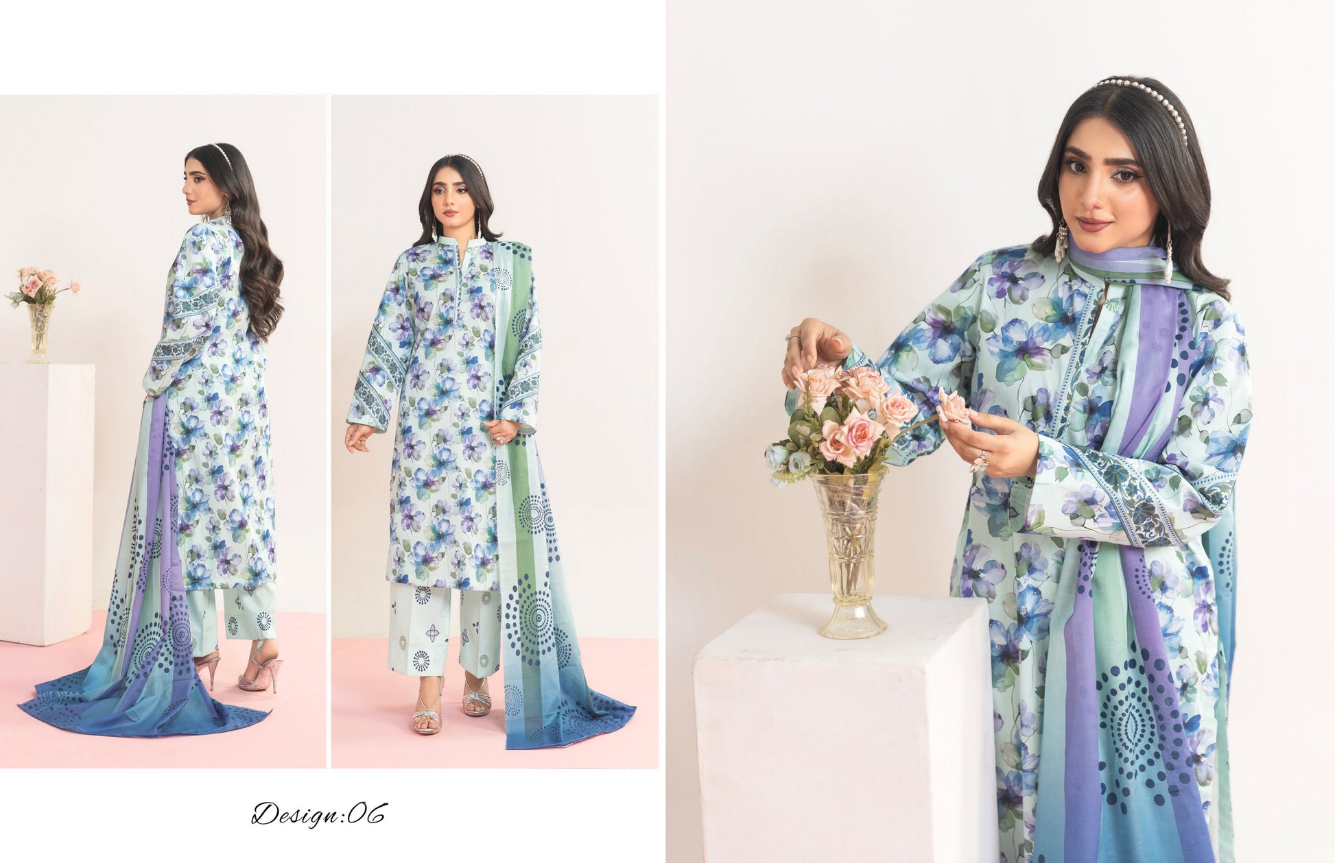 3pc Lawn Printed suit with Printed Trouser