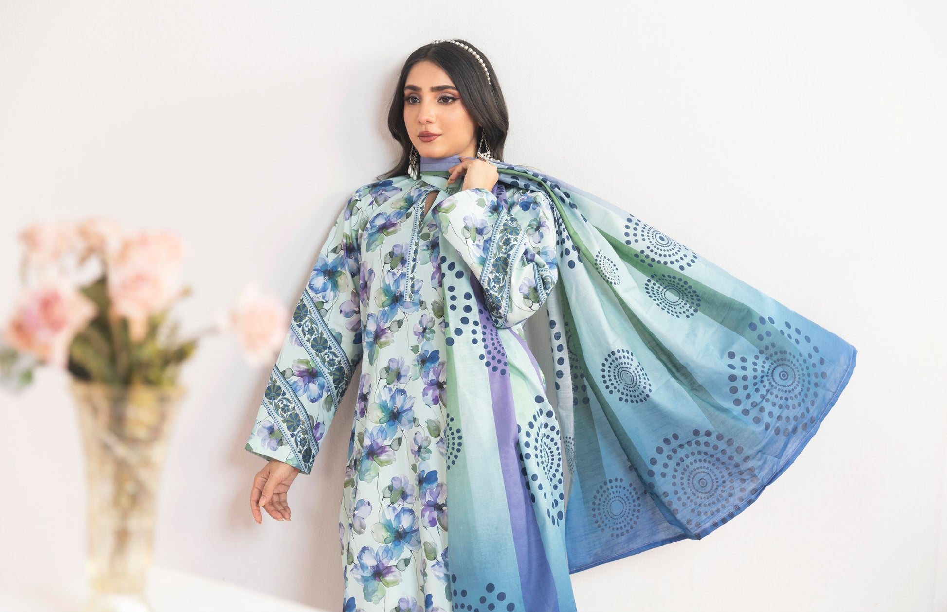 3pc Lawn Printed suit with Printed Trouser