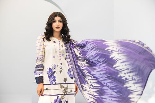 3pc Lawn Suit With Dyed Plain Trouser
