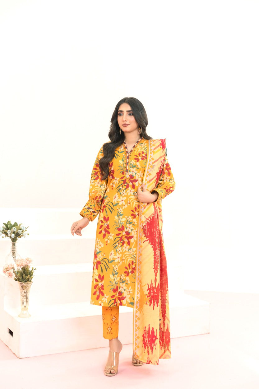 3PC STICHED PRINTED SUIT