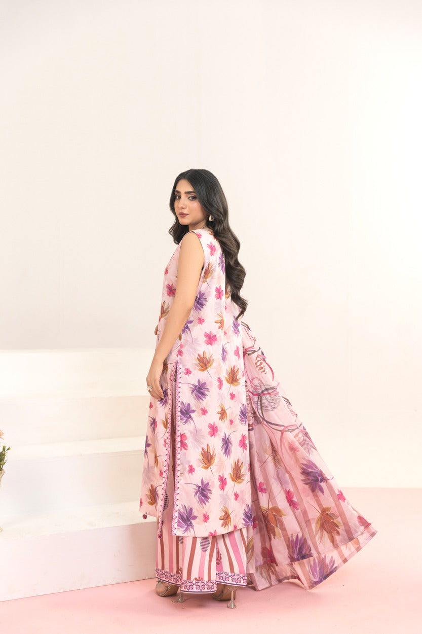 3pc Printed Lawn suit with Print Trouser