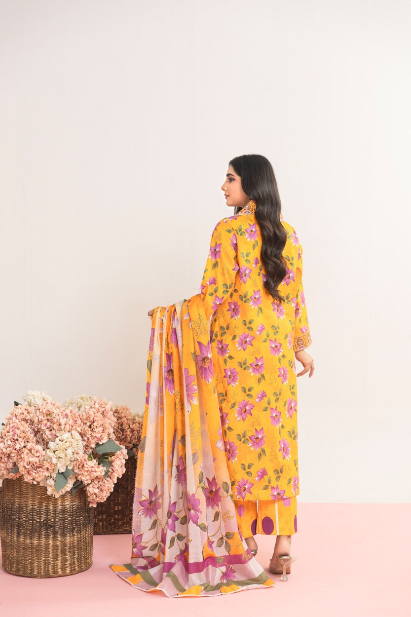 3pc Printed Lawn Suit With Printed Trouser