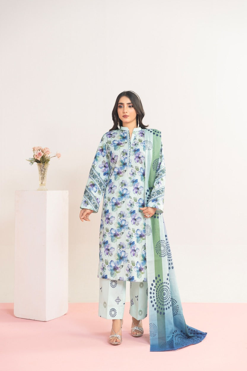 3pc Lawn Printed suit with Printed Trouser