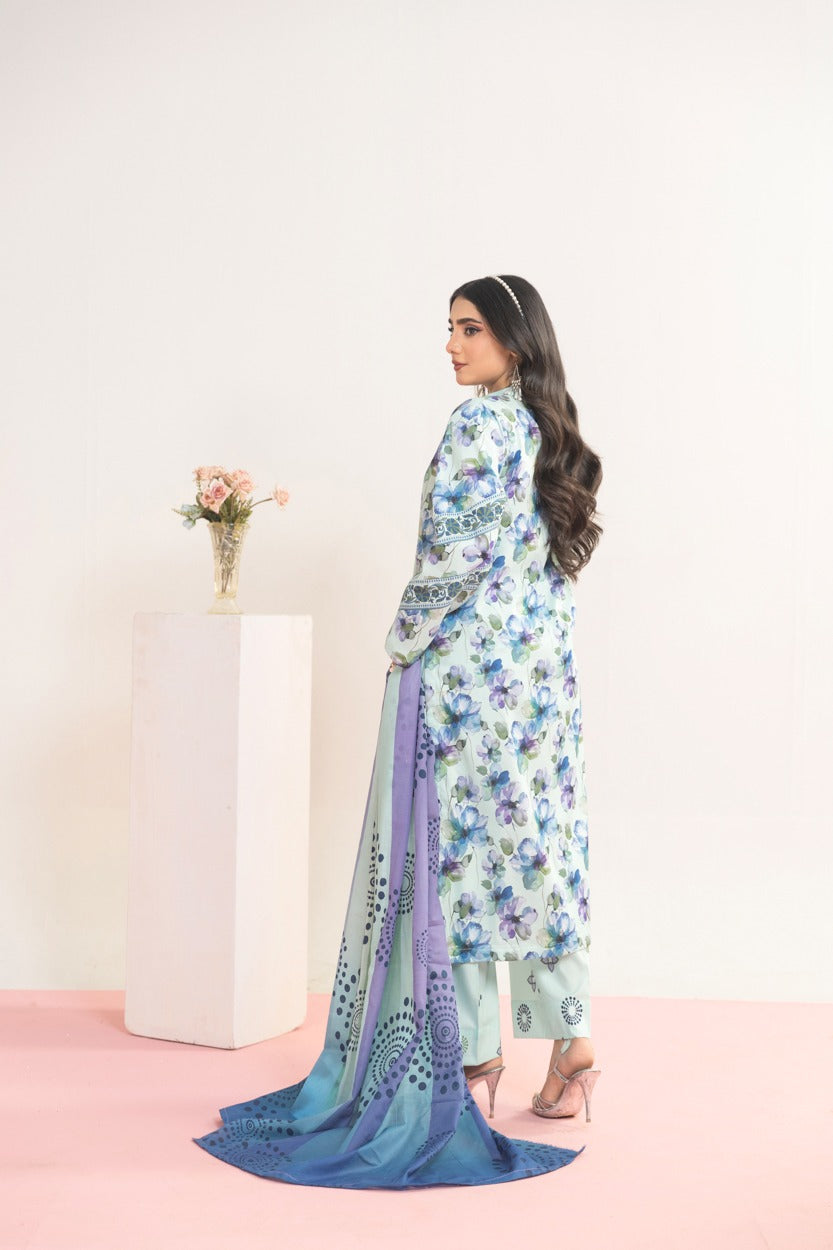 3pc Lawn Printed suit with Printed Trouser