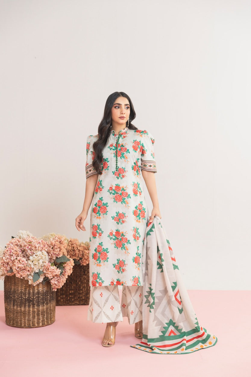 3pc Lawn Printed Suit with Printed Trouser