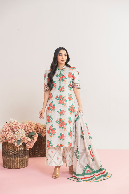 3pc Lawn Printed Suit with Printed Trouser