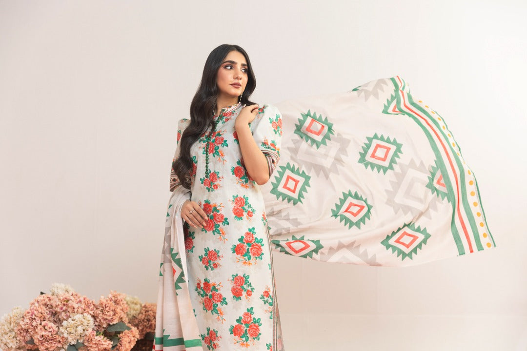 3pc Lawn Printed Suit with Printed Trouser